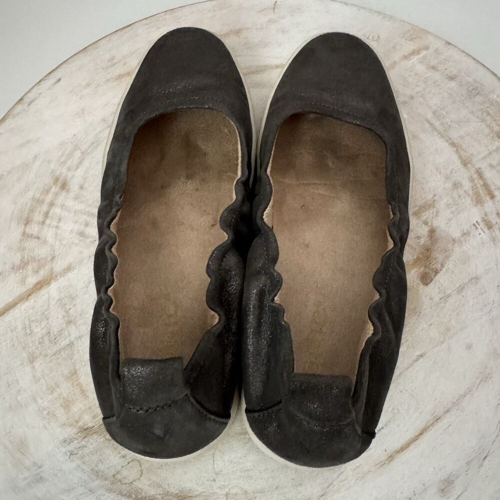 Vionic Uptown Ballet Loafer Elastic Topline Leather Polluted Silver Women's 6 - Picture 5 of 8